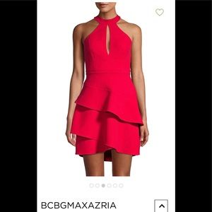 New BCBGMAXAZRIA Ruffle Keyhole Mini Dress